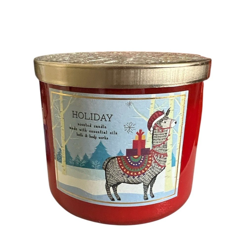 Bath & Body Works HOLIDAY Large Scented 3 Wick Candle Llama Label 14.5 oz